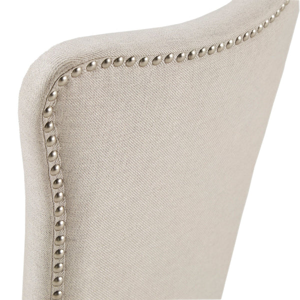 Carolina Nailhead Dining Chairs Beige Upholstered Set for Elegant Rooms