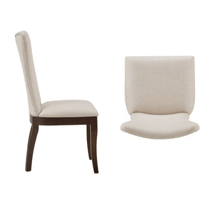 Carolina Nailhead Dining Chairs Beige Upholstered Set for Elegant Rooms