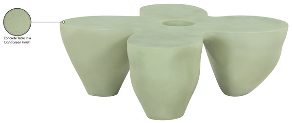Meridian Furniture Fiore Sculptural Concrete Coffee Table Art Deco Organic Form for Indoor Outdoor Living Green 605Green-CT