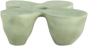 Meridian Furniture Fiore Sculptural Concrete Coffee Table Art Deco Organic Form for Indoor Outdoor Living Green 605Green-CT