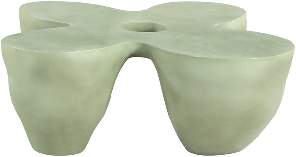Meridian Furniture Fiore Sculptural Concrete Coffee Table Art Deco Organic Form for Indoor Outdoor Living Green 605Green-CT