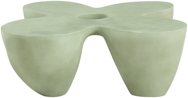 Meridian Furniture Fiore Sculptural Concrete Coffee Table Art Deco Organic Form for Indoor Outdoor Living Green 605Green-CT