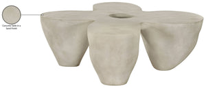 Meridian Furniture Fiore Sculptural Concrete Coffee Table Art Deco Organic Form for Indoor Outdoor Living Beige 605Sand-CT