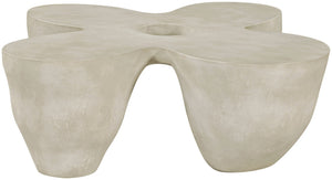 Meridian Furniture Fiore Sculptural Concrete Coffee Table Art Deco Organic Form for Indoor Outdoor Living Beige 605Sand-CT