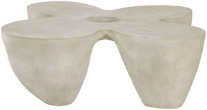 Meridian Furniture Fiore Sculptural Concrete Coffee Table Art Deco Organic Form for Indoor Outdoor Living Beige 605Sand-CT