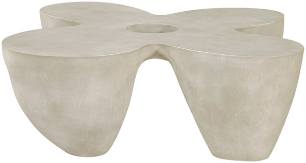 Meridian Furniture Fiore Sculptural Concrete Coffee Table Art Deco Organic Form for Indoor Outdoor Living Beige 605Sand-CT