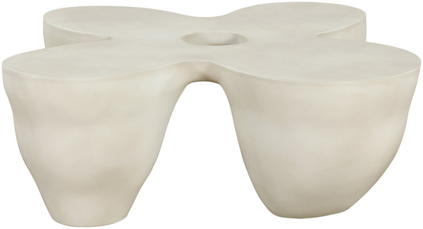 Meridian Furniture Fiore Sculptural Concrete Coffee Table Art Deco Organic Form for Indoor Outdoor Living Taupe 605Taupe-CT