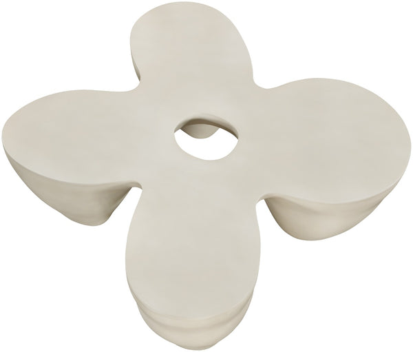 Meridian Furniture Fiore Sculptural Concrete Coffee Table Art Deco Organic Form for Indoor Outdoor Living Taupe 605Taupe-CT
