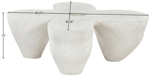 Meridian Furniture Fiore Sculptural Concrete Coffee Table Art Deco Organic Form for Indoor Outdoor Living Terrazzo 605Trzo-CT