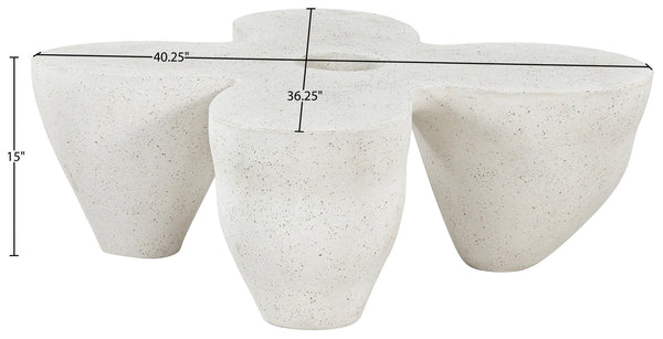 Meridian Furniture Fiore Sculptural Concrete Coffee Table Art Deco Organic Form for Indoor Outdoor Living Terrazzo 605Trzo-CT