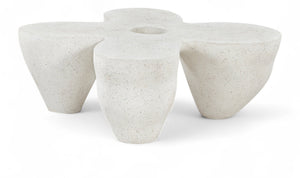 Meridian Furniture Fiore Sculptural Concrete Coffee Table Art Deco Organic Form for Indoor Outdoor Living Terrazzo 605Trzo-CT