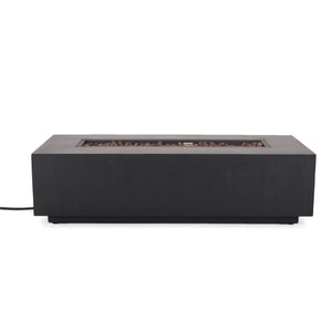 English Elm Outdoor Rectangular Iron Fire Pit 50000 Btu Propane Patio Heater Modern Black N772P404968B