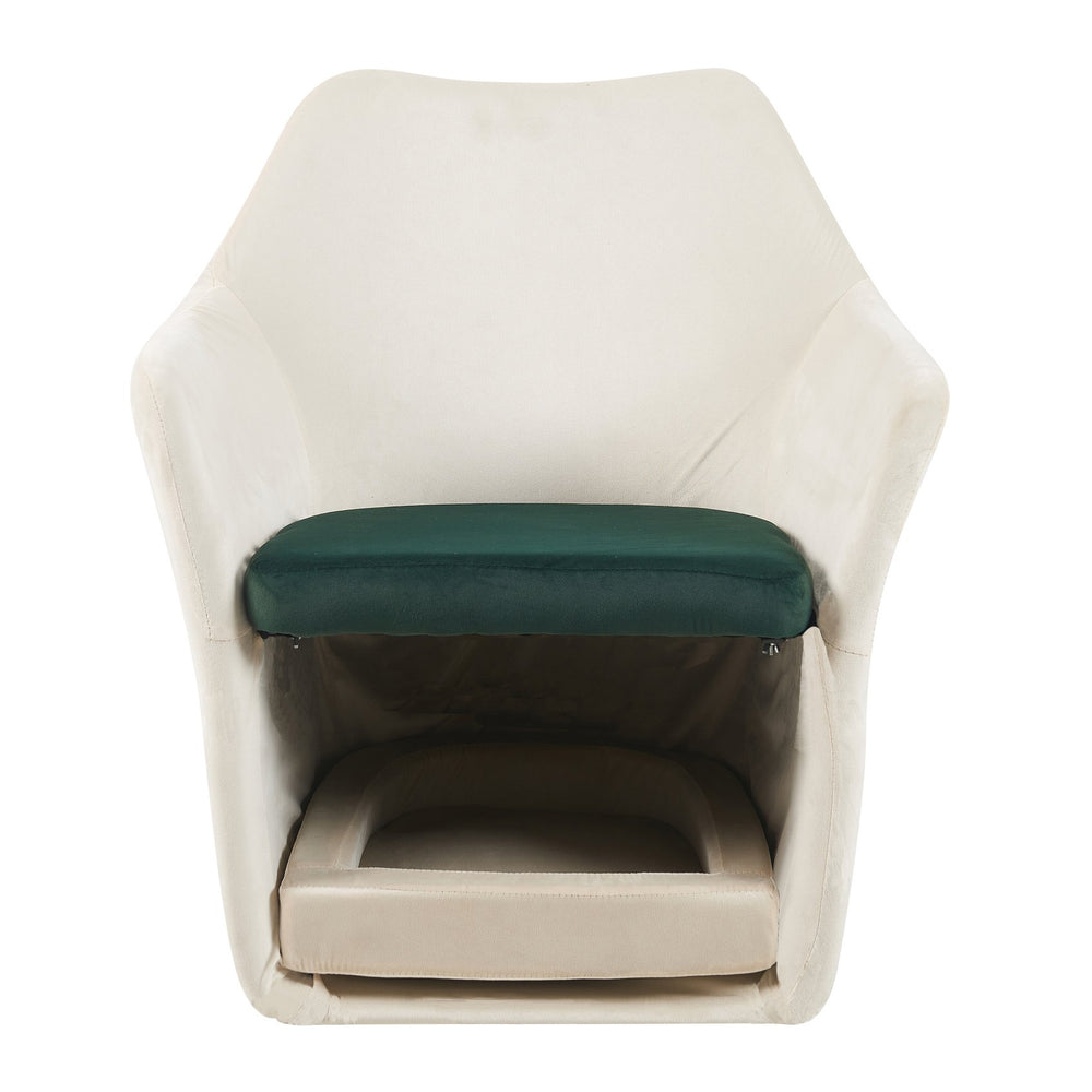 English Elm Furniture Plush 2-in-1 Pet-Friendly Mid Century Modern Accent Chair with Velvet Upholstery, Removable Base and Ergonomic Support for Living Room Dark Green,White N843P331164C