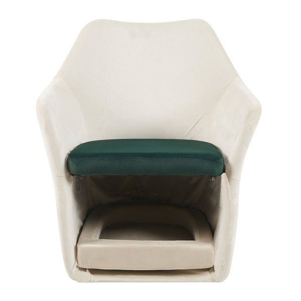English Elm Furniture Plush 2-in-1 Pet-Friendly Mid Century Modern Accent Chair with Velvet Upholstery, Removable Base and Ergonomic Support for Living Room Dark Green,White N843P331164C