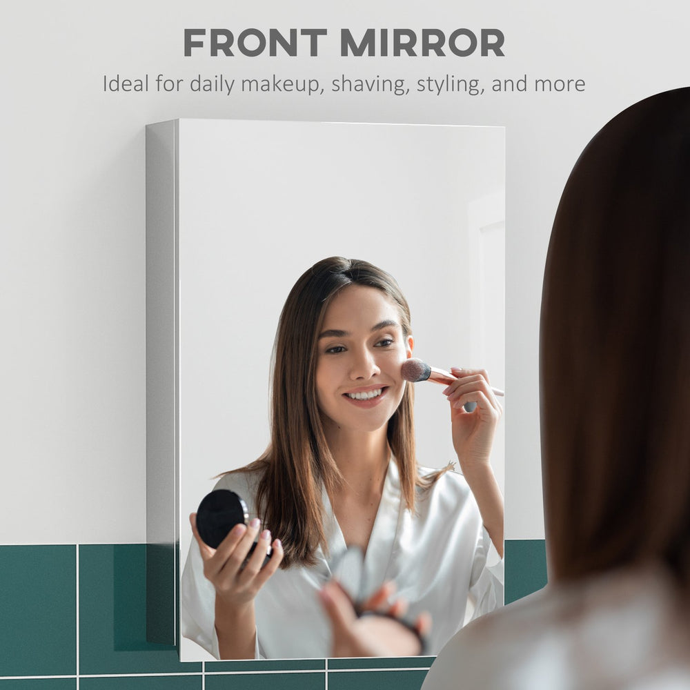 English Elm kleankin Wall-Mounted Medicine Cabinet with Mirror — Stainless Steel Waterproof Storage, Soft-Close Doors, 15x24 Silver W2225P200360