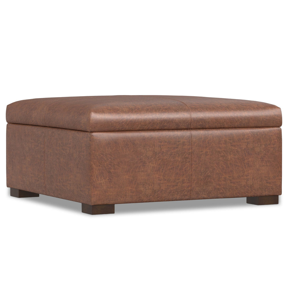 English Elm Gabbie Square Coffee Table Storage Ottoman - Stylish Faux Leather, Multi-Use Design For Every Home B136P252683