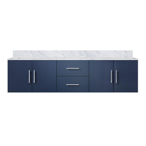 English Elm Navy Double Bath Vanity 72"W x 22"D with Carrara Marble Top, Solid Wood, Soft-Close Storage, Scratch-Resistant Counter B2731P258516