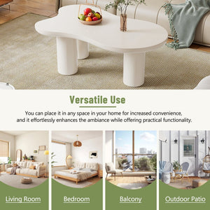 English Elm On-Trend 44'' Cloud Coffee Table - Cream Irregular Design With Easy Assembly, Modern 3-Leg Base N721P190395K-GIGA