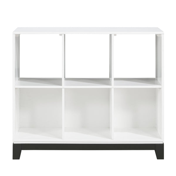 English Elm White Garretson 4-Shelf Bookcase with Rustic Contrast Base Rail — Transitional Wooden Storage for Living Room White 45.75 L x 19.75 W x 15.5 H B011P255288