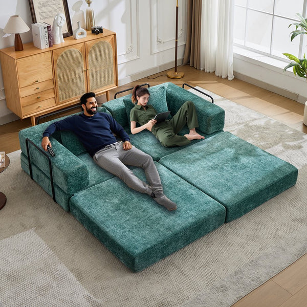 English Elm Compression Convertible Floor Sofa Bed - Cozy Chenille Loveseat For Small Spaces, No Assembly Needed! W3723P345641
