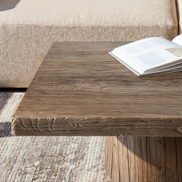 English Elm Arbor Reclaimed Elm Plinth Coffee Table Solid Wood Farmhouse Living Room Accent B2719P474446