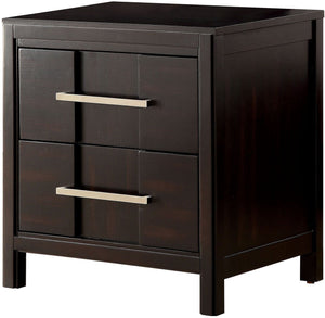 English Elm Transitional Rustic Two-Drawer Nightstand with Ample Storage, Solid Wooden Build and Easy Assembly Espresso 27 L x 19 W x 28 H B2741P323129