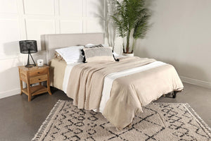 English Elm Sand Fabric Upholstered Headboard Rounded Silhouette for Queen Full Bedroom B062P153879
