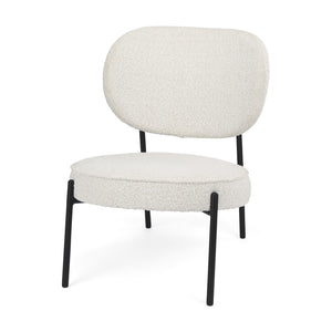 HomeRoots 21" Cream Boucle Lounge Chair with Black Metal Frame - Stylish Accent for Modern Spaces & Comfort 606003
