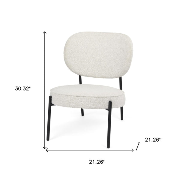 HomeRoots 21" Cream Boucle Lounge Chair with Black Metal Frame - Stylish Accent for Modern Spaces & Comfort 606003