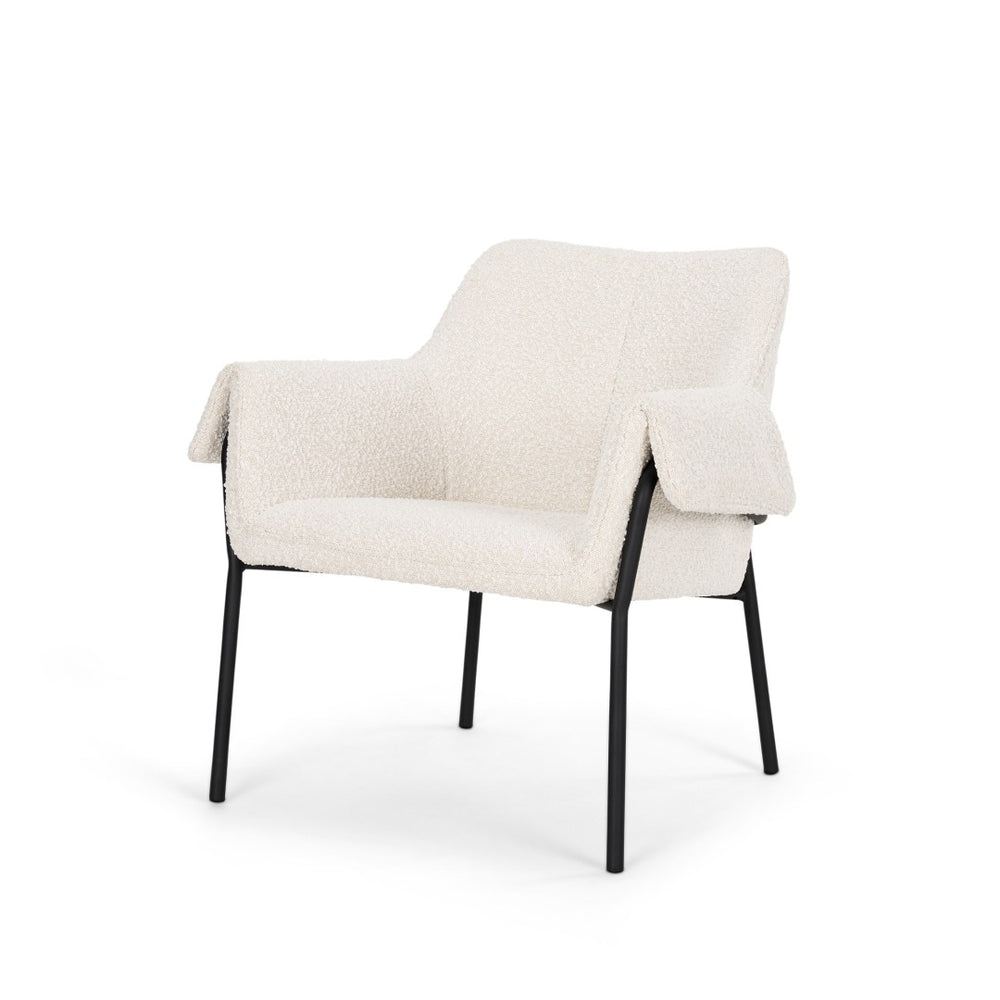 HomeRoots 31" Cream Boucle Arm Chair with Metal Frame - Modern Textured Accent Chair for Any Home Décor 606004