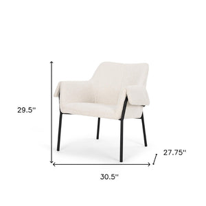 HomeRoots 31" Cream Boucle Arm Chair with Metal Frame - Modern Textured Accent Chair for Any Home Décor 606004