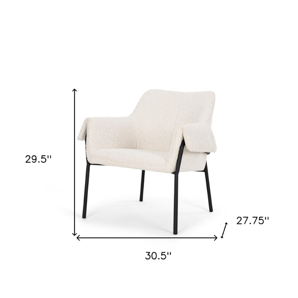 HomeRoots 31" Cream Boucle Arm Chair with Metal Frame - Modern Textured Accent Chair for Any Home Décor 606004