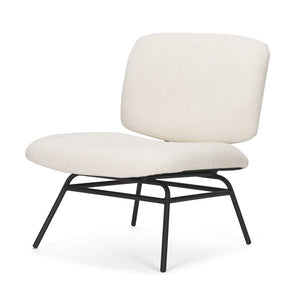 HomeRoots 25" Cream Chenille Slipper Chair with Black Metal Frame - Modern Cozy Seating for Any Space 606005