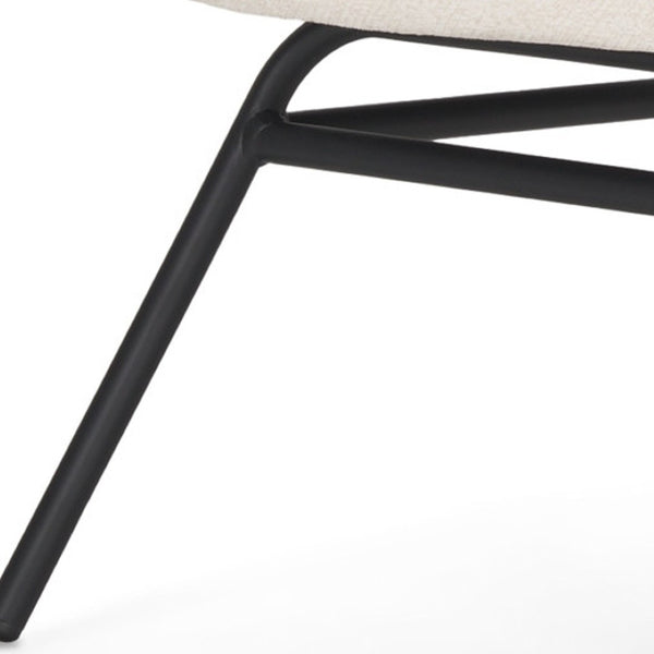 HomeRoots 25" Cream Chenille Slipper Chair with Black Metal Frame - Modern Cozy Seating for Any Space 606005