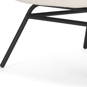 HomeRoots 25" Cream Chenille Slipper Chair with Black Metal Frame - Modern Cozy Seating for Any Space 606005