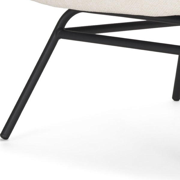 HomeRoots 25" Cream Chenille Slipper Chair with Black Metal Frame - Modern Cozy Seating for Any Space 606005