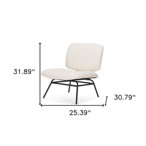 HomeRoots 25" Cream Chenille Slipper Chair with Black Metal Frame - Modern Cozy Seating for Any Space 606005
