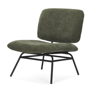 HomeRoots 30" Green and Black Chenille Slipper Chair - Modern Elegance with Plush Comfort and Metal Support 606006