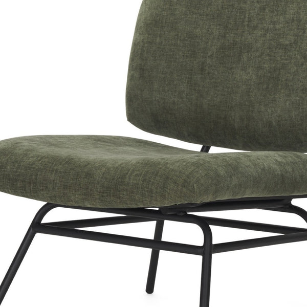 HomeRoots 30" Green and Black Chenille Slipper Chair - Modern Elegance with Plush Comfort and Metal Support 606006