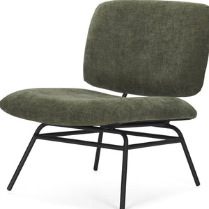 HomeRoots 30" Green and Black Chenille Slipper Chair - Modern Elegance with Plush Comfort and Metal Support 606006