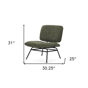 HomeRoots 30" Green and Black Chenille Slipper Chair - Modern Elegance with Plush Comfort and Metal Support 606006