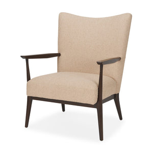 HomeRoots 29" Beige Boucle Wingback Chair with Solid Wood Legs - Stylish Comfort for Any Room Decor 606007