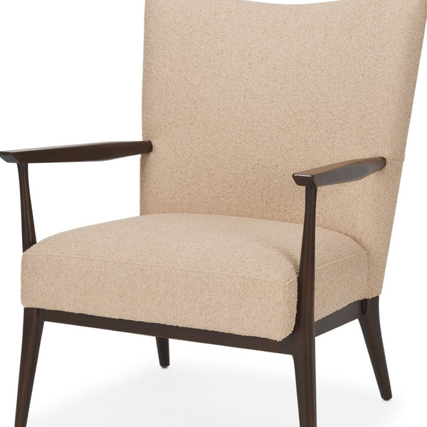 HomeRoots 29" Beige Boucle Wingback Chair with Solid Wood Legs - Stylish Comfort for Any Room Decor 606007