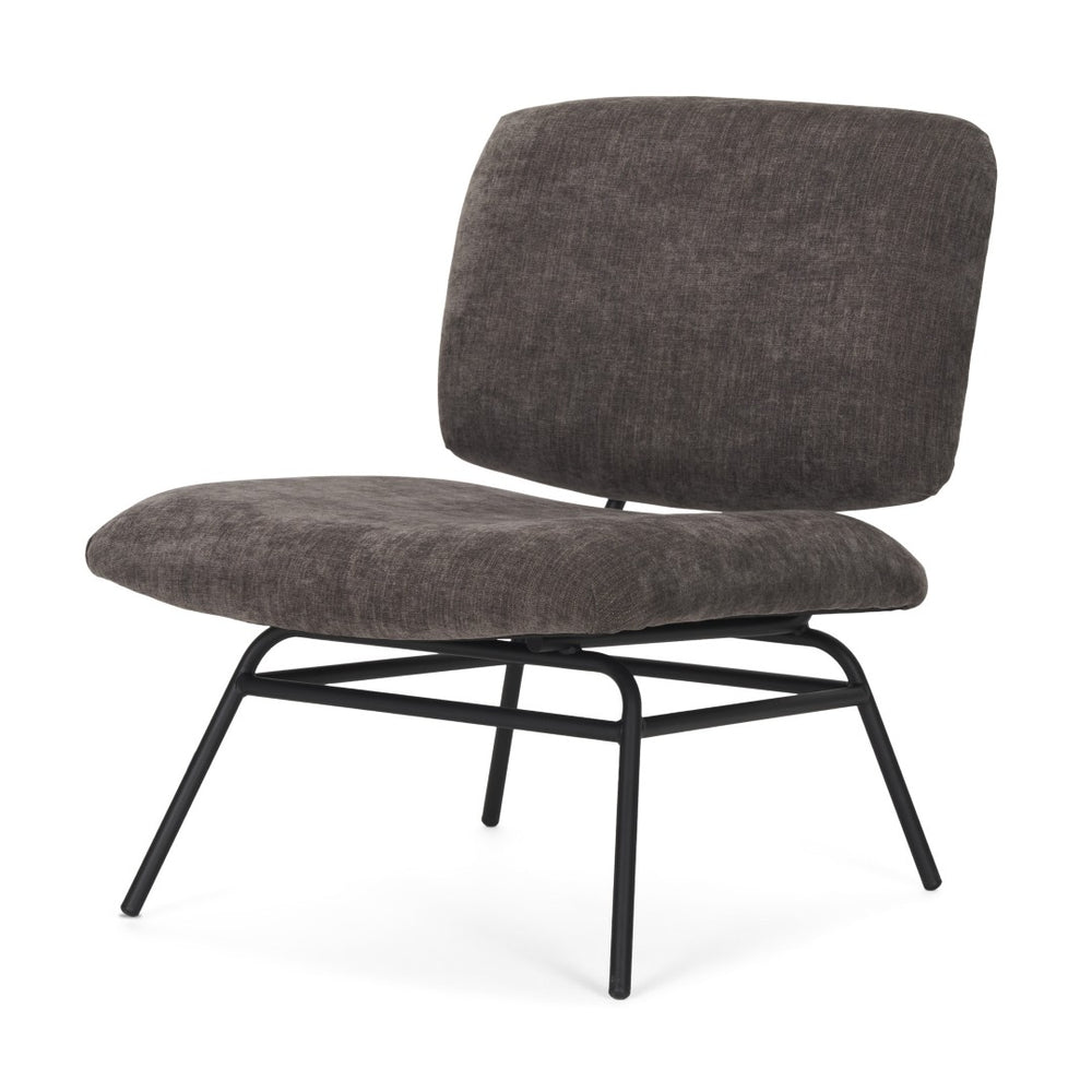 HomeRoots 30" Charcoal Chenille Slipper Chair with Metal Frame - Cozy Modern Accent for Living Rooms & Offices 606008