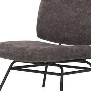 HomeRoots 30" Charcoal Chenille Slipper Chair with Metal Frame - Cozy Modern Accent for Living Rooms & Offices 606008