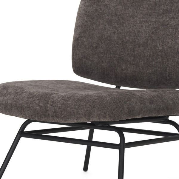 HomeRoots 30" Charcoal Chenille Slipper Chair with Metal Frame - Cozy Modern Accent for Living Rooms & Offices 606008