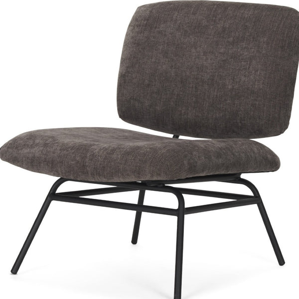 HomeRoots 30" Charcoal Chenille Slipper Chair with Metal Frame - Cozy Modern Accent for Living Rooms & Offices 606008