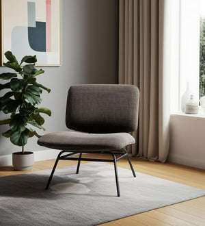 HomeRoots 30" Charcoal Chenille Slipper Chair with Metal Frame - Cozy Modern Accent for Living Rooms & Offices 606008