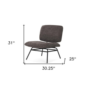 HomeRoots 30" Charcoal Chenille Slipper Chair with Metal Frame - Cozy Modern Accent for Living Rooms & Offices 606008