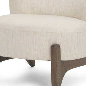 HomeRoots 29" Cream and Dark Brown Upholstered Slipper Chair – Modern Comfort for Any Room, Fully Assembled! 606009